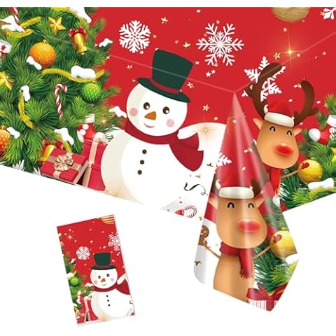POPOYU Large Christmas Tablecloth for Parties Cover