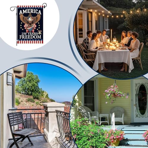 Bandera de jardín del 250 aniversario con águila patriótica para decorar el patio exterior 6