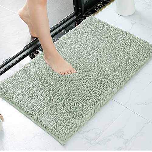 GREATOYAR Alfombra de Baño Antideslizante Absorbente, Chenilla, Lavable, Baño Cocina Puertas de Entrada Pasillo para Dormitorio Salón, 40x60cm, Verde