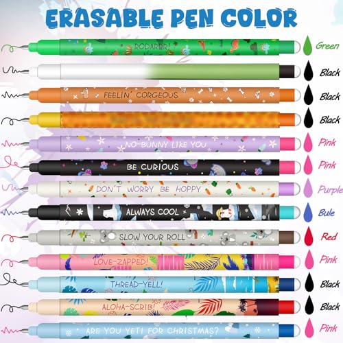 Set aus 21 radierbaren Gelstiften mit wärmeempfindlicher Tinte,Kawaii Verschiedene Tiermotive, Mehrfarbig Temperaturempfindlich, 0,7 mm Spitze, Zufälliger Stil