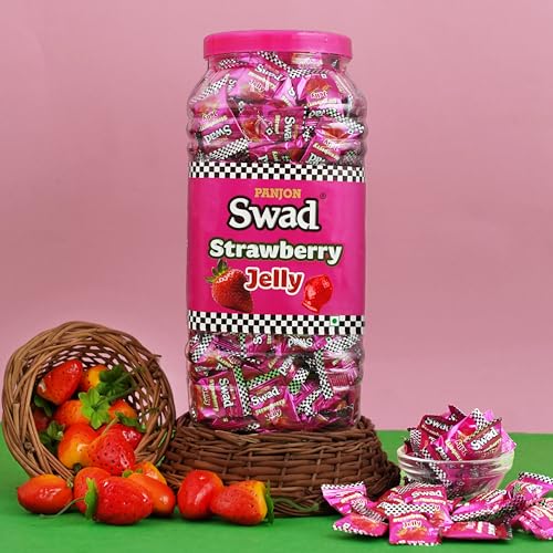Image of Jelly Candy, Soft & Chewy Assorted Sweets, 640g Jar (Strawberry)
