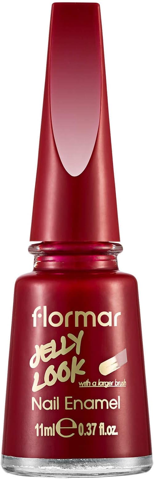 Flormar Jelly Look Nail Enamel JL05 Fire Red | Gel-Effect Nail Polish, High Pigment Color, Extra Glossy Shine, Smooth Even Finish
