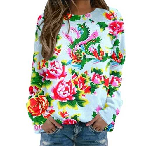 T-shirt manches longues femme motif grande fleur DONGBEI