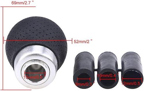 Miniatura 2 de WANCAR Pomo de palanca de cambios manual de aluminio universal para coche, palanca de cambios de cuero de 5 velocidades, color negro