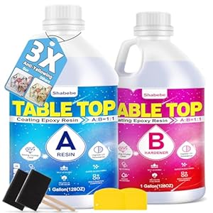Table Top Epoxy Resin 2 Gallon, Super Gloss & Crystal Clear Epoxy Resin Kit with UV Resistant & Self Leveling, Non Toxic Food Safe for River Tables, Live Edge Tables, Bar Tops, Countertops 1:1