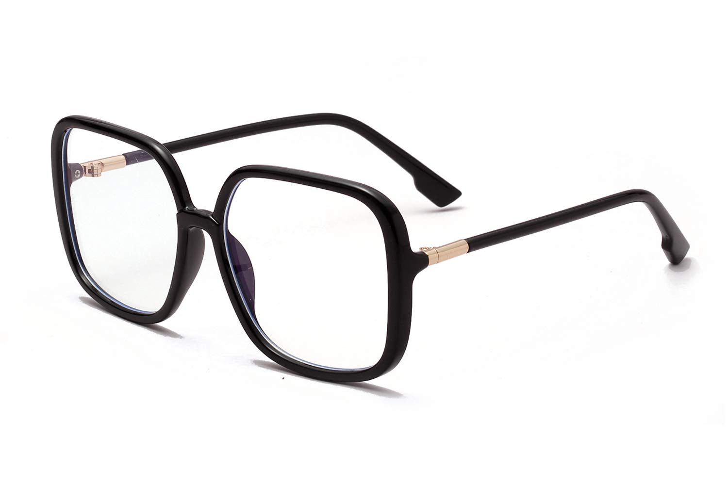 Lunettes Anti Lumière Bleue Monture Carrée Surdimensionnée Femme/Homme Anti Fatigue Yeux Lunettes de Lecture Ordinateur UV400 Lentille Clair L3000A Noir Taille XL Noir 46