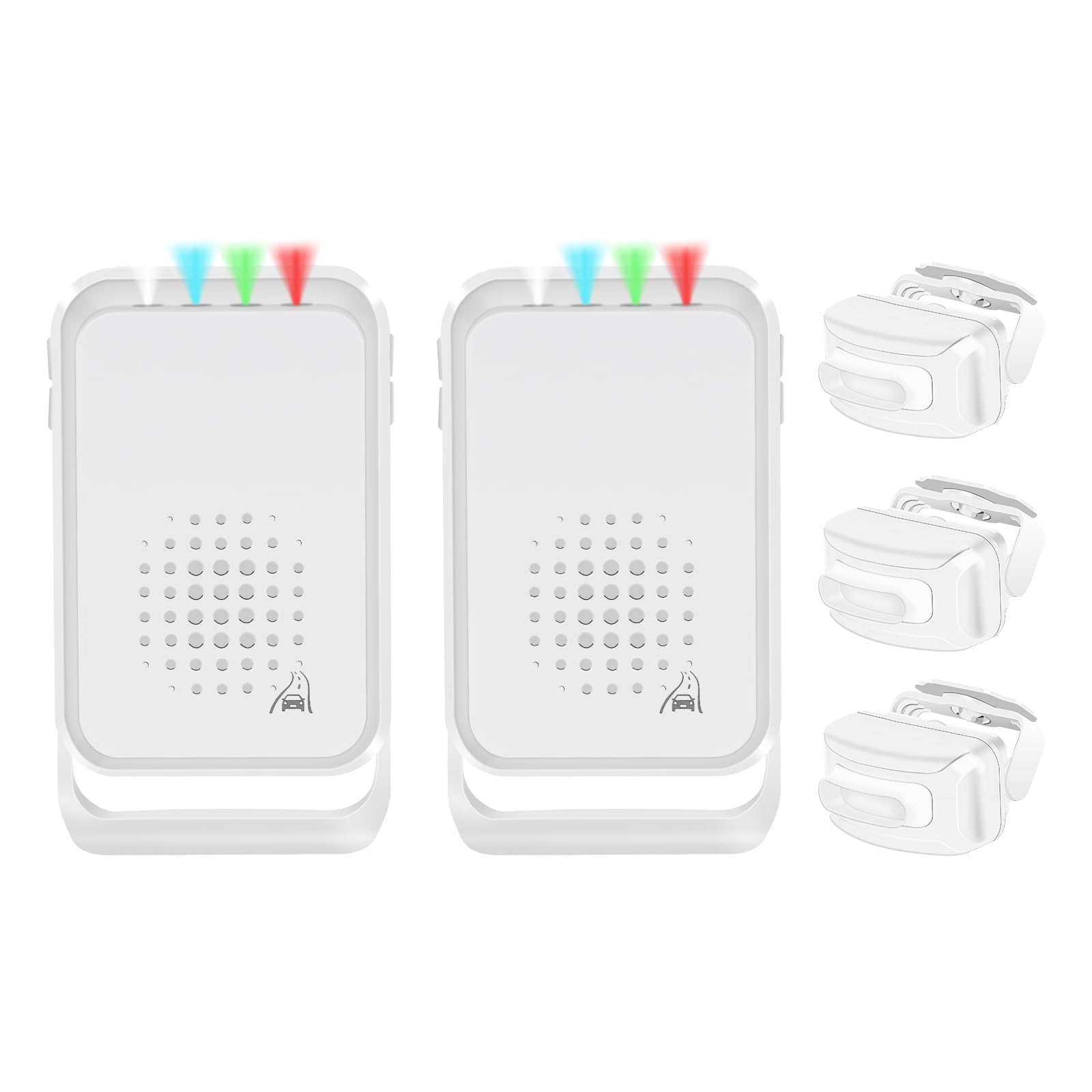 NineLeaf Outdoor Motion Sensor Alarm, Driveway Alarm Motioin Sensor, Wireless Motion Sensor Alarm, Silent Vibration, Chime Doorbell Kit for Garage Van Shed Shop, 2 Receiver and 3 PIR Sensor Detector