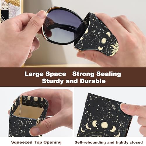 Image of Anikathy 2Pcs Sunglass Eyeglass Glasses Case Soft PU Leather with Cleaning Cloth Portable Glasses Pouch Bag for Men Women