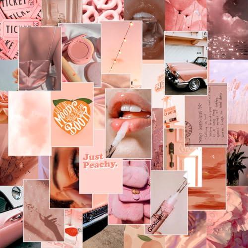 Image of SAW Pink Aesthetic Posters - Pack of 54 | 4 x 6 Inches | Aesthetic Artwork | Wall Decor for Living Room, Bedroom, Home and Office