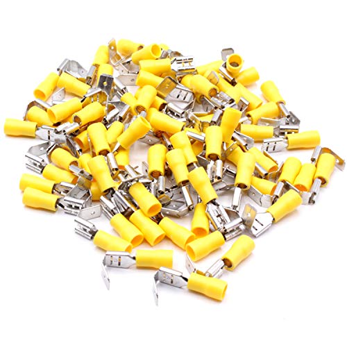 Lot de 10 cosses plates avec dérivation Jaune 4-6 mm² 6,3 mm