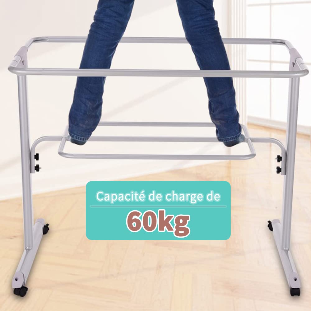 Berceau Cododo Bébé 2 en 1 avec Matelas & Moustiquaire, Lit d’Appoint Réglable en Hauteur, Lit Pliant Portable avec Roues et Fonction Balancelle, de 0 à 36 Mois（92 * 58 * 70-90cm，Gris）