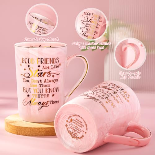 Best-Friend-Birthday-Gifts-for-Women-Friendship-Gifts-for-Women-friends-Good-Friends-are-Like-Stars-Coffee-Mug-Christamas-Bday-Gift-for-BFF-Bestie-14Oz-Pink-Mug-Printed-with-Gold-Nice-Gift-Boxed