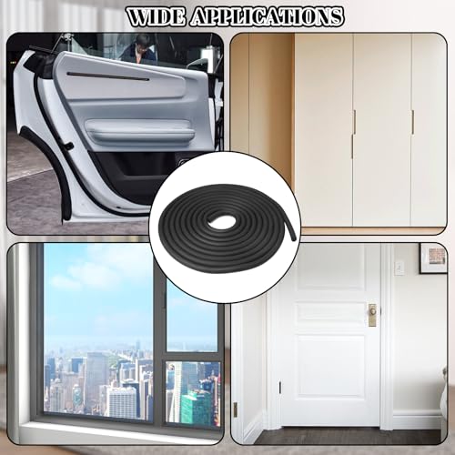 12mm x 5m Dichtung Schaum Rundschnur, Dichtungsband für Türen Fenster, Moosgummi-Wetterdichtungsstreifen, Moosgummi Dichtung, Runde Fugen Dichtschnur, Schalldichter Dichtungsstreifen für Spalt Füllung