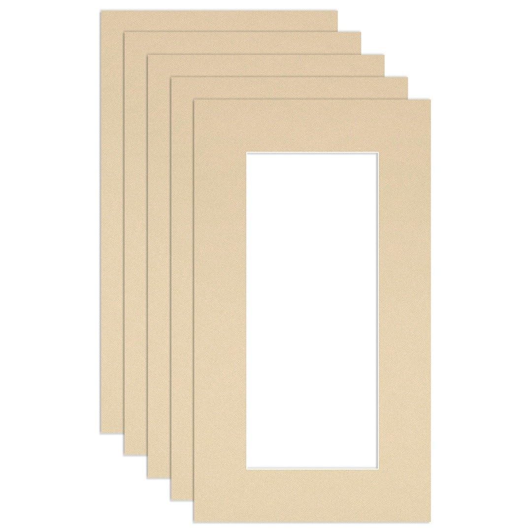 Procut Global 16x9" Ivory Picture Mounts to Fit 12x5" Aperture - Precision Cut Cardboard Photo Mount - Ideal for Frames, Prints, Artwork & Certificates - Sizes & Colours Available - 5 Pack