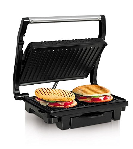 ELDOM GK120 Direktkontakt-Elektrogrill, Leistung 1000 W, Edelstahlgehäuse, Platten mit den Abmessungen 25,5 x 17,8 cm Antihaftbeschichtung