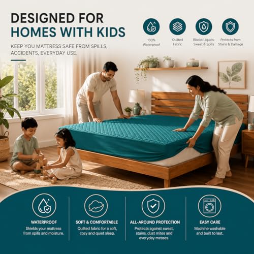 Image of La Verne 100% Waterproof Cotton Quilted Mattress Protector King Size Breathable 78 x 72 Inches | Breathable and Hypoallergenic Ultra Soft Fitted Bed Protector Cover