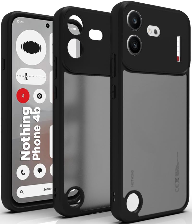Image of RIGGEAR Shockproof Sleek Hybrid Armor Back Cover Case for Nothing Phone 4b 5G (Smoke Black Matte PC + Black TPU Bumper)