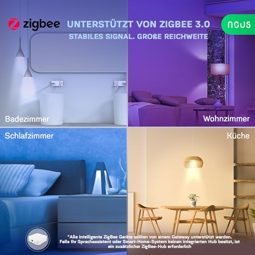 NOUS P3Z ZigBee Smart Glühbirne E27 LED, RGB, Kompatibel mit Alexa, Home Assistant, Google Home, SmartThings, Fernbedienung, Dekorative Glühbirne Zubehör, 2 Pack – Bild 5