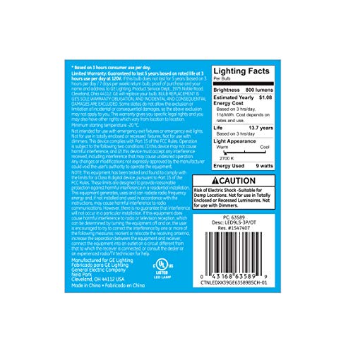 Ge Bright Stik Led Light Bulbs, 9 Watt (60 Watt Equivalent) Soft White, Medium Base, Non-Dimmable (3 Pack) #TOP2