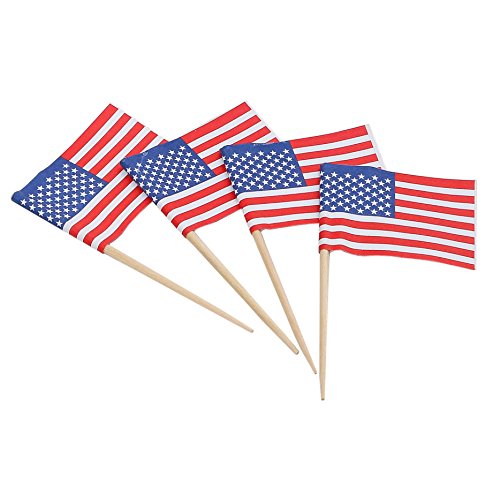 Kingseal American Flag Toothpicks, 2.5 Inch - 2 Packs Of 144 Each (288 Pcs Total), Us Flag Picks For Sandwiches, Appetizers, Cupcake Toppers, And More! #TOP2