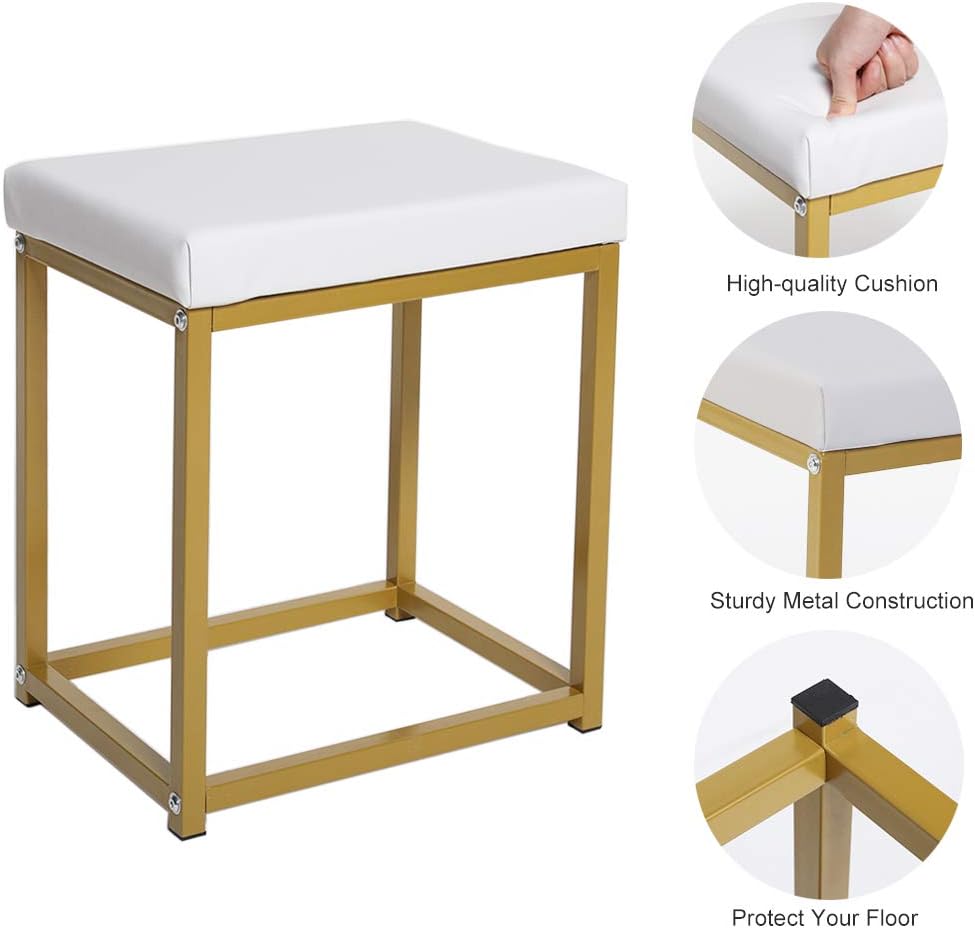 Iwell Large Vanity Set with 10 LEDs Lighted Mirror, Vanity Table with 3 Drawers & 2 Shelves, Makeup Table with Padded Cushioned Stool, Vanity Dressing Table, Gift for Women Girls, Bedroom, White