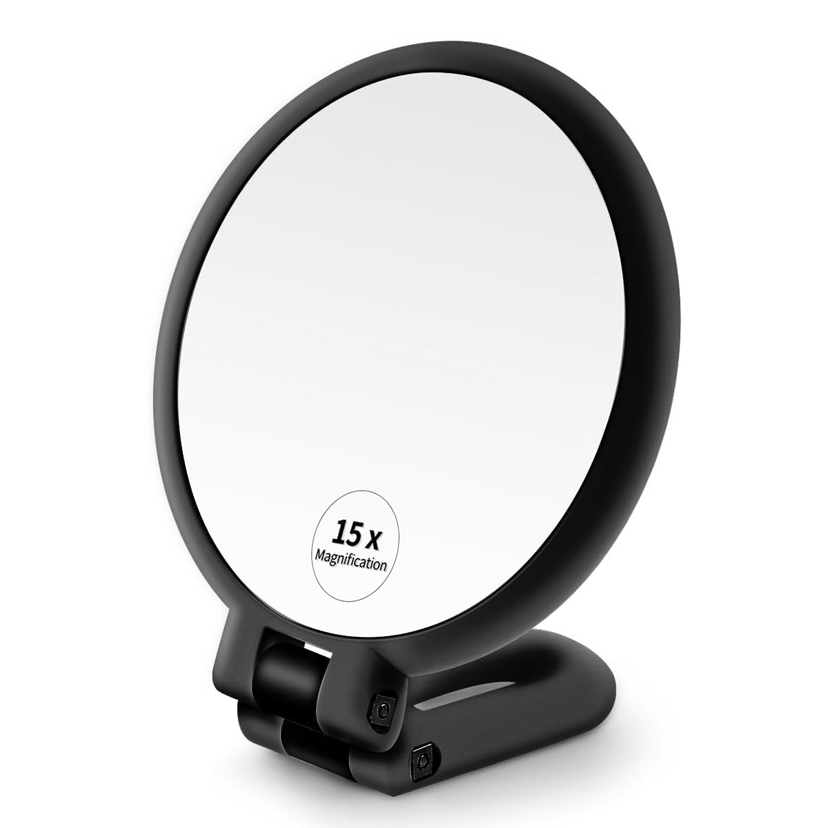 SVS ONLINE Portable Hand Mirror Magnifying Makeup Travel Compact Double Sided Cosmetic Folding Adjustable Handle Handheld Desk Small Women's Men's Grooming Beauty (Pink Mirror Round),Glass