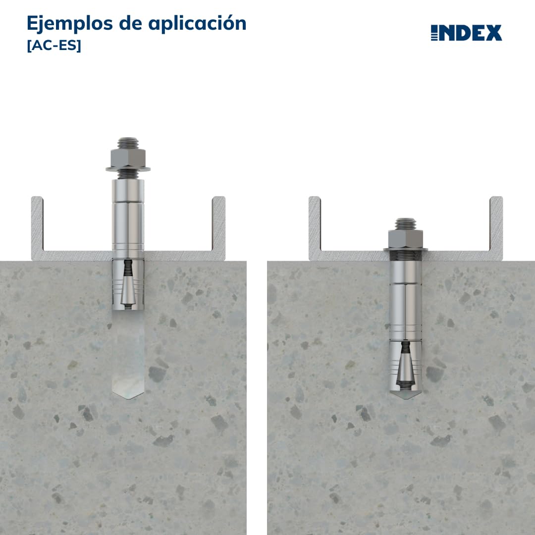 INDEX AACES08 - Anclaje de acero con aletas para cargas altas. Espárrago (M8 x 50 Ø14, 50 uds.)