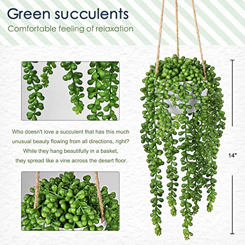 Briful 14" Hanging Artificial Plant Fake Hanging Plant in Pot - Image 2
