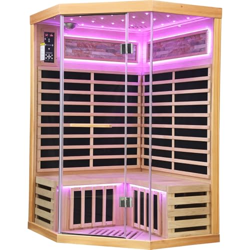 HOSAUNA 2026 New Model 2-Person Home Infrared Sauna Low-EMF Fast Heating, 1935W Low-EMF Dry Saunas with Oxygen Bar Easy Assembly Indoor Wellness Spa for 2 Adults 47.2 * 47.2 * 74.8Inch