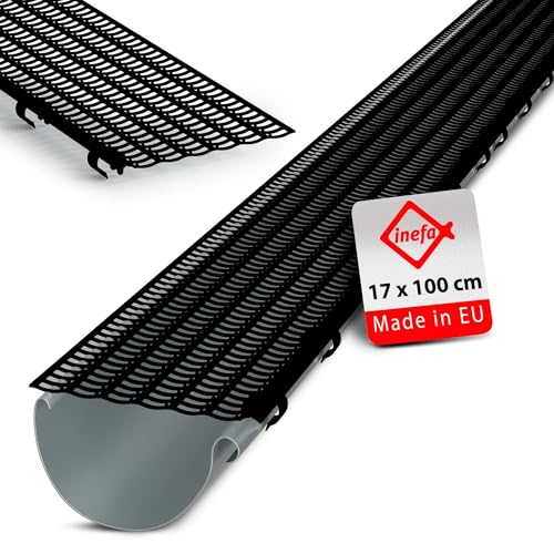 INEFA Laubfangstreifen Dachrinnen Laubschutz NW100-150 (Ø 100-160mm) 100cm, Schwarz Dachrinnenschutz, Dachrinnenabdeckung, Made in Germany