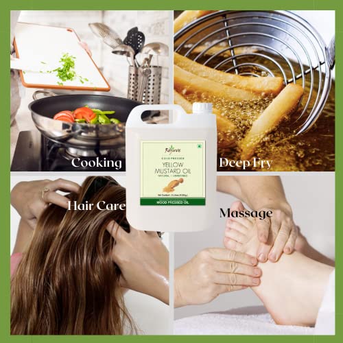 Image of Rejuve Cold Pressed Yellow Mustard Oil 5 Litre | Peeli Sarso Oil 5 LTR (Wood Pressed /Kacchi Ghani /Mara-Chekku)-5 Lttr jar