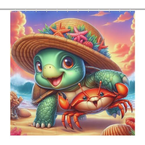 Rideau de douche tortue 100% polyester de qualité supérieure 183cm - 7