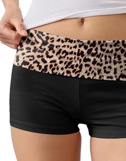 Image of Women Low Waist Lounge Shorts Fold Over Skinny Pajamas Shorts Summer Casual Pj Bottom Sleep Shorts