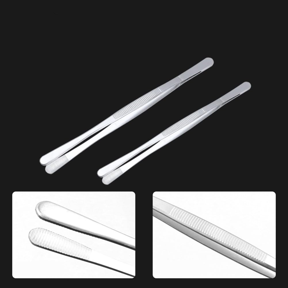 Grillpinzette, 2er-Set, Edelstahl, 25 cm, 30 cm, Küchenzange, rutschfester Griff zum Grillen, Backen, Kochen, Lebensmittelzubereitung