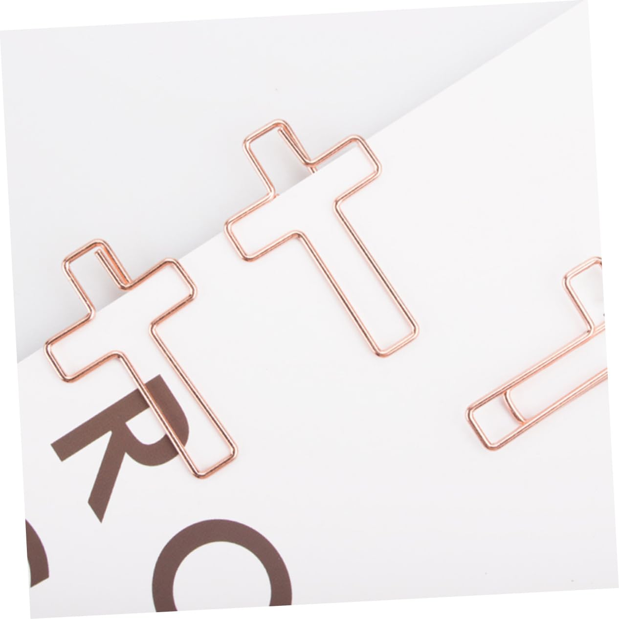 NUOBESTY 5 Set Graffette Asse Graffetta Per Fogli Divertente Arredamento Per Ufficio Clip Graffetta Gigante Office Uffizi Perno A Forma Di Croce Perno A Croce Metallo Rose Gold 60 Pezzi * 5