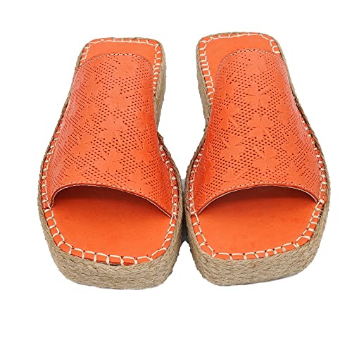 Sandale compensée orange Bonateks taille 38 pour femme au style élégant