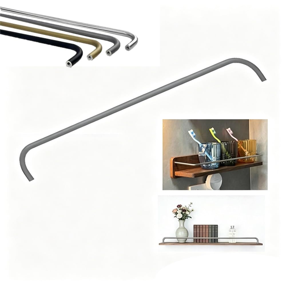 SVBVRFEEW Aluminum Rail Shoe Rack Guardrail Round Tube Shelf Railing Tipping Gallery Rails Set with Screws Shelves Guard Fence Customizable(Gray,32in/81.3cm)