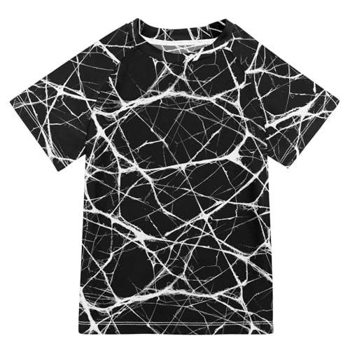 ALAZA Kids Rash Guard Toddler Swim Shirt Boy Girls Black Marble UPF 50+ Short Sleeve 4T