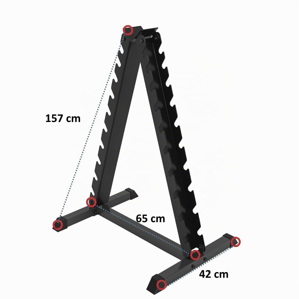 FFitness Supporto Manubri a Piramide Rastrelliera Porta Pesi Palestra in Acciaio Stand Salvaspazio Rack Verticale Robusto Home Gym