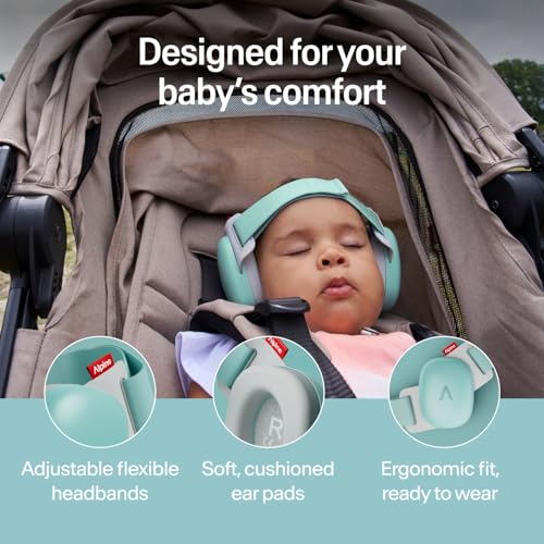 Image of Alpine Muffy Baby Comfort - Protects Hearing for Babies and Toddlers - CE & ANSI Certified - Headband for Safe fit & Comfort - Adjustable for Ages 3-48 Months - 24dB Sound Reduction, Aqua