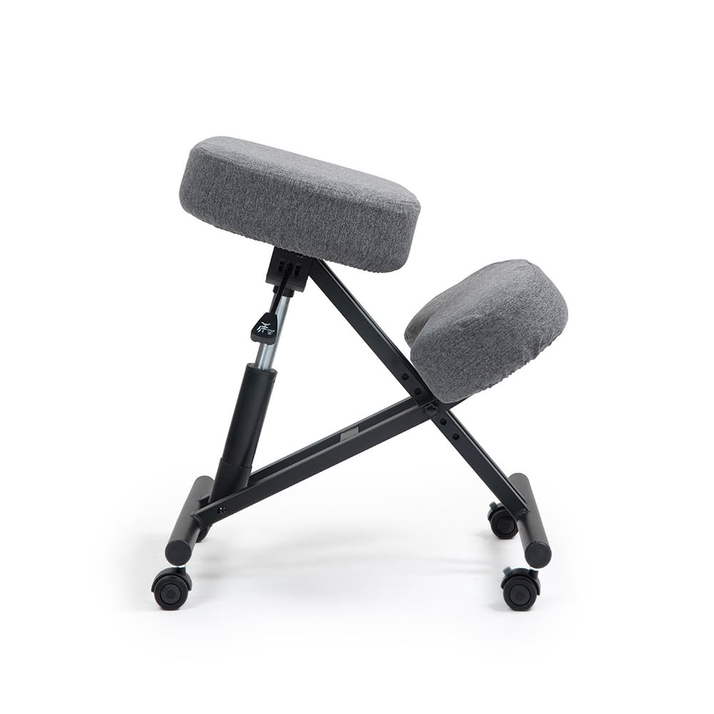 Hiragi Ergonomischer Kniestuhl Verstellbarer für zu Hause und Büro. Ergonomischer Bürostuhl mit dunkelgrauem Bezug aus Öko-TEX-zertifiziertem Standard 100 Stoff.