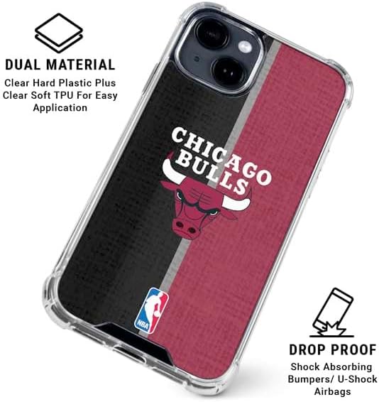 Skinit Clear Phone Case Compatible with iPhone 15 Plus - Officially Licensed NBA Chicago Bulls Canvas Design