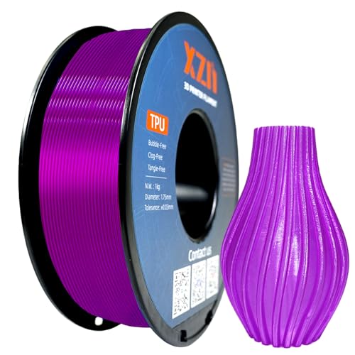 XZN TPU 95A Filament 1.75mm, Soft 95A Flexible 3D Printer Filament, 1KG Spool (2.2 lbs), Dimensional Accuracy +/- 0.02 mm, Vacuum Sealed, Excellent Layer Adhesion, Fits Most FDM Printers (TPU Purple)