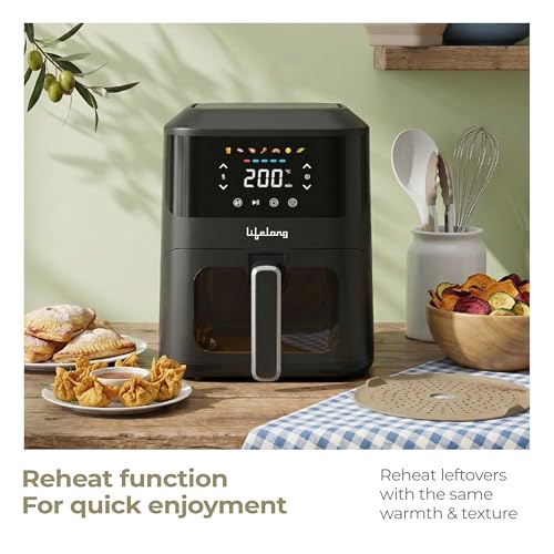 Image of Lifelong 4.2L Air Fryer for Healthy Cooking | 1350W | 7 Presets with Defrost | Low Oil Cooking with 360 Rapid Air Technology | LED Touch Panel with Countdown Marking | Easy Clean Kitchen Appliance