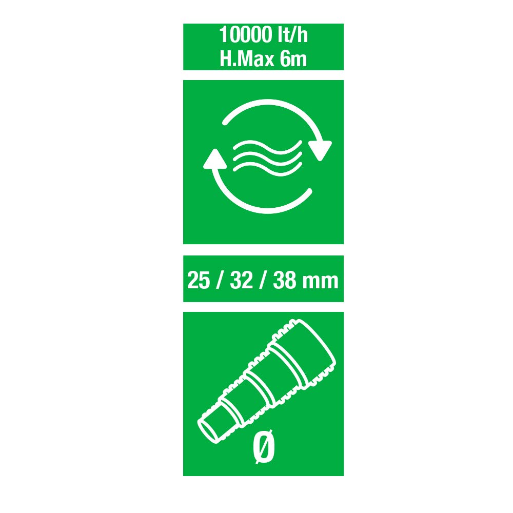 Amtra Pond Stream - Pompa professionale per laghetti ornamentali, aspira sporco, 10000 L/h - 6,0 m - 80 Watt - cavo 10 metri