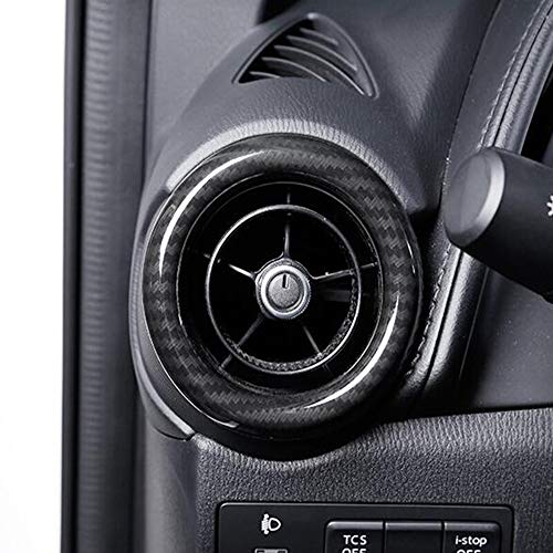 Autoinnenraum Mittelkonsole Klimaanlage Outlet Ring Rahmen Dekoration Abdeckung Trim ABS Carbon Black, Fit für Mazda CX-3 CX3 2015-2018