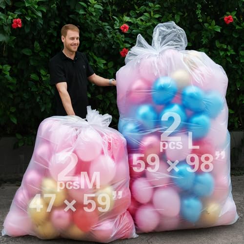 4 Pcs Balloon Bags For Transport Extra Large(2 pcs 59 x 98.4 in + 2 pcs 47.2 x 59 in) Transport Balloons For Weddings Birthday Parties