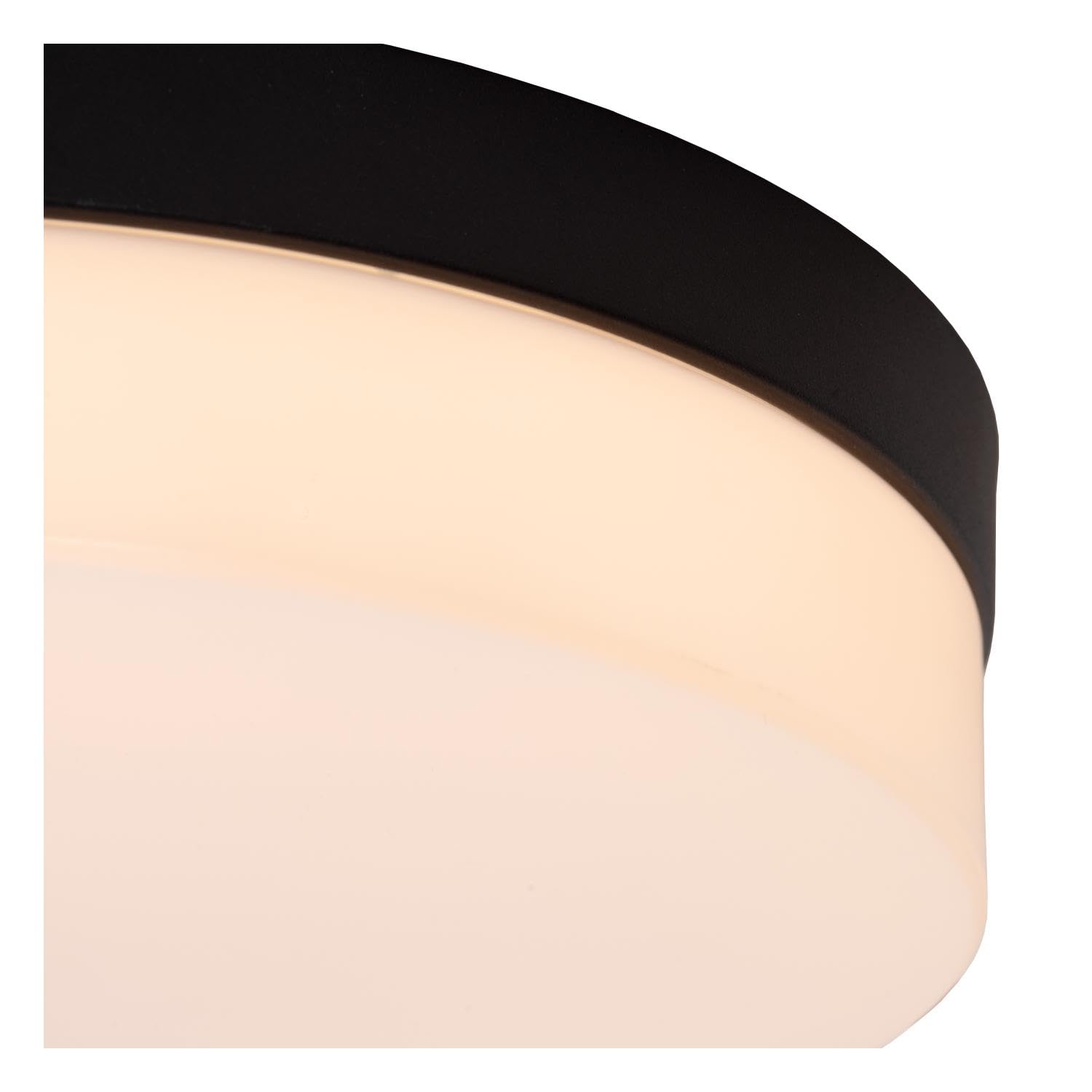 LUCIDE BISKIT - Lámpara de techo Baño - Ø 28 cm - LED - 1x18W 2700K - IP44 - Sensor movimiento - Negro