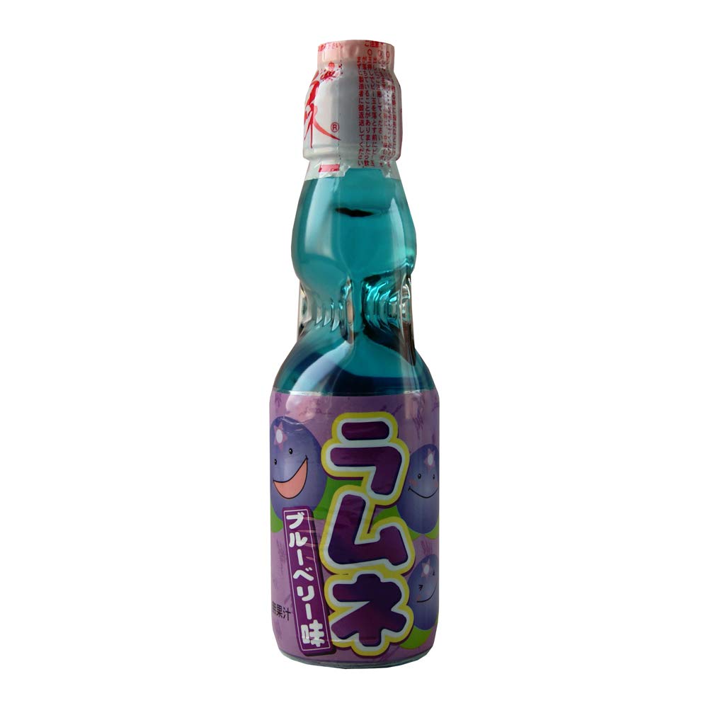 Hatakosen Ramune Soda - Blueberry Flavour 200ml (30 Bottles)