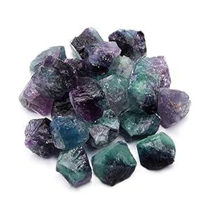 Top Plaza Bulk Fluorite Healing Crystals Rough Stones – Large 1″ Natural Raw Stones Crystal for Reiki Healing, Wicca, witchcraft, Tumbling, Cabbing, Fountain Rocks, Decoration, Polishing 0.5lb